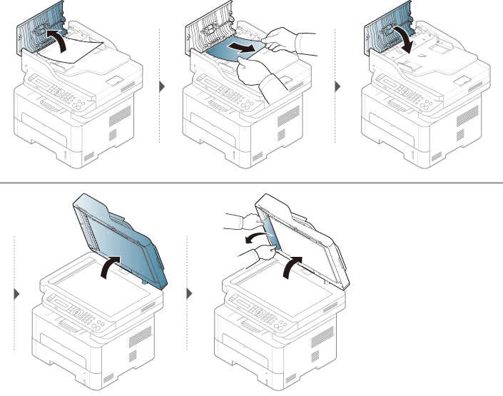 Paper Jam Screen Clearing original document jams